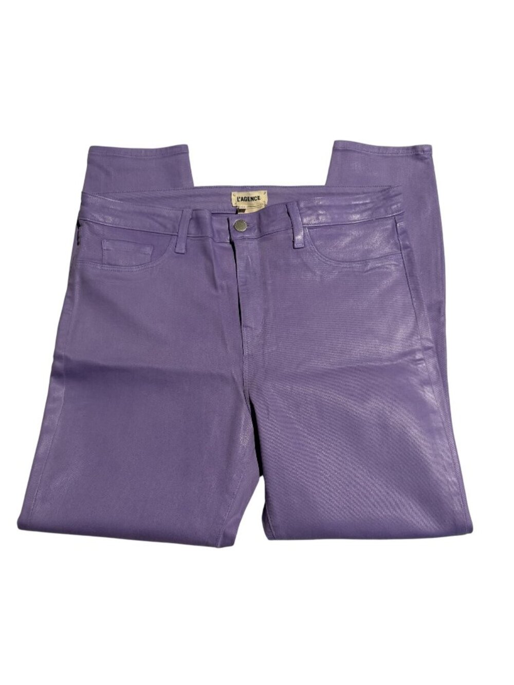 NWOT LAgence Margot Lavender Coated High-Rise Skinny Jeans Size 33 - Made In USA